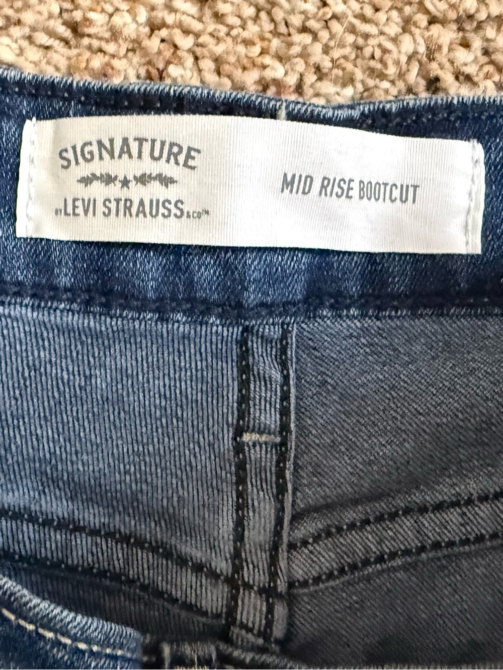 Signature Levi Strauss Mid Rise Bootcut Jeans 12L Dark Wash Stretch - Picture 10 of 10